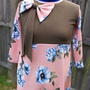 Olive and peach floral high low tunic